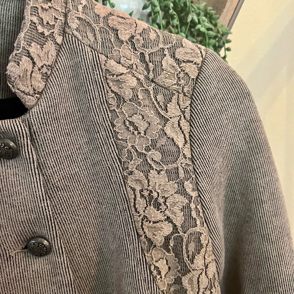 EUC Free People + We The Free Victorian Lace Peplum Military Jacket Size 2 - Picture 2 of 15